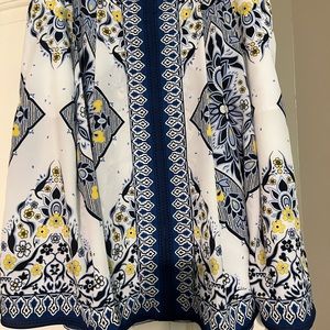 Banana Republic White Paisley Navy & Yellow Floral Lined Skirt 14